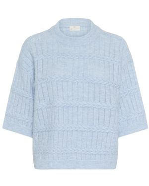 Kaffe Truien & Vesten ,Blauw ,Leer Rondgebreide Trui