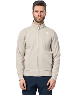 K-Way Beiger Pullover Mit Reißverschluss Und Grafikdetail - Natur