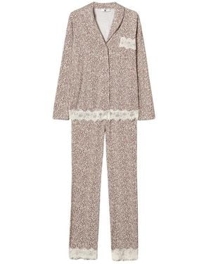 Twinset Gedrukte Jersey Pyjamaset - Naturel