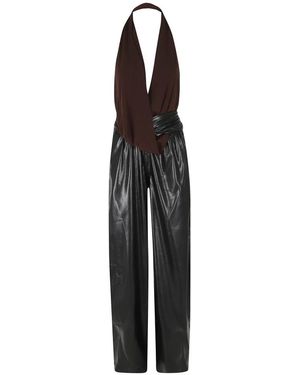 ANDAMANE Jumpsuits & Playsuits ,Bruin ,Leer Astral Jumpsuit Met Gedrapeerde Taille - Zwart