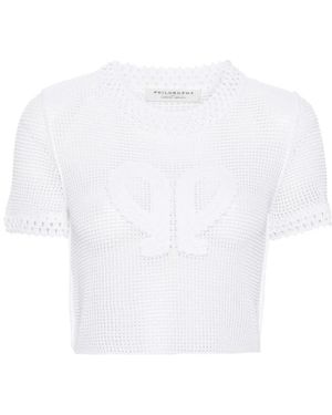 Philosophy Di Lorenzo Serafini Tops ,Wit ,Mesh T-Shirt
