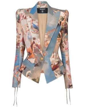 Balmain Slim-fit Sky Printed Canvas Jacket - Multicolor