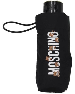 Moschino Schwarzer Logo-Regenschirm Mit Frontdetail