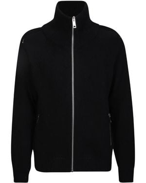 14 Bros Strickjacke Mit Hohem Kragen Und Reißverschluss - Schwarz
