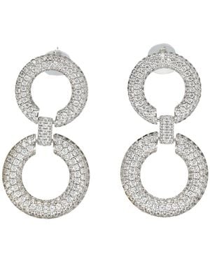 Self-Portrait Crystal Link Two Tiered Earrings - Metallic