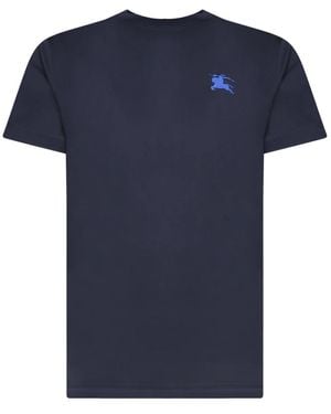 Burberry Blau T-Shirt Mit Besticktem Logo