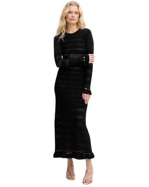 Twinset Langes Strickkleid Mit Rüschen - Schwarz