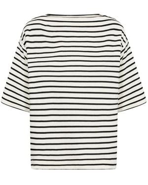 Soaked In Luxury Gestreepte Sweatshirt Met Korte Mouwen - Zwart