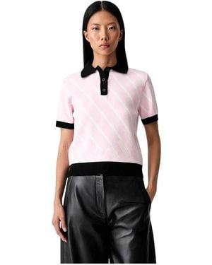 MSGM Truien & Vesten ,Roze ,Polyester Polo Gebreid - Zwart