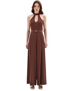 Rinascimento Korte Jumpsuit Met Halternek - Bruin