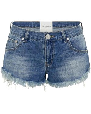 One Teaspoon Blaue Denim Shorts Mit Fransigen Beinen Damen