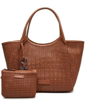 Emporio Armani Große Gewebte Shopper-Tasche - Braun