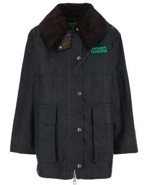 Barbour Jassen ,Zwart ,Katoen Tartan Waxed Duffle Coat