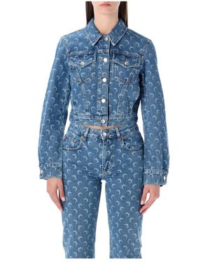 Marine Serre Denim Jackets - Blue