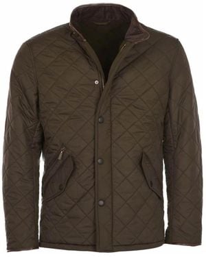 Barbour Steppjacke Mit Lederelementen - Grün