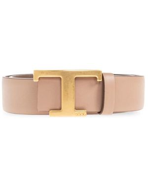 Tod's T Timeless Reversible Leren Riem - Naturel