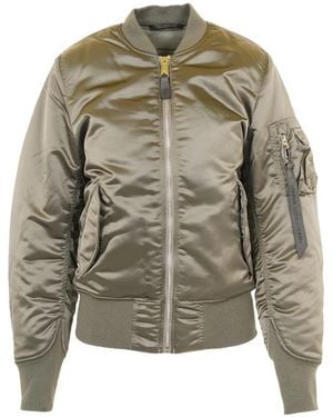 Alpha Industries Jassen ,Groen ,Leer Ma-1 Base Flight Jacket