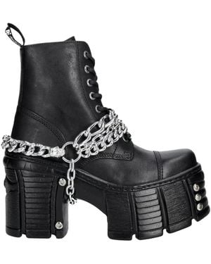 New Rock Schoenen ,Zwart ,Leer Tower Max Enkellaars