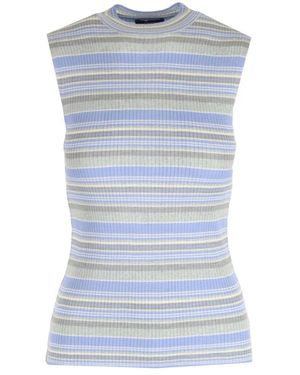 Theory Truien & Vesten ,Veelkleurig ,Gestreept Ribgebreid Topje Van Wasbare Zijde - Blauw