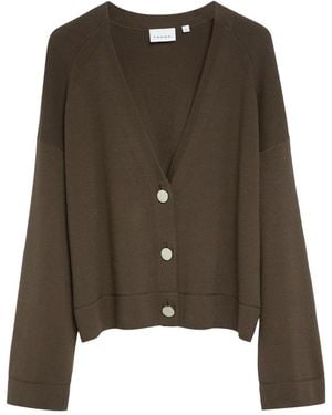 Comma, Moderner Half-Milano V-Neck Cardigan Mit Signature-Knöpfen - Grün