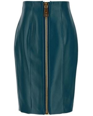 Balmain Zipped Lambskin Skirt - Blauw