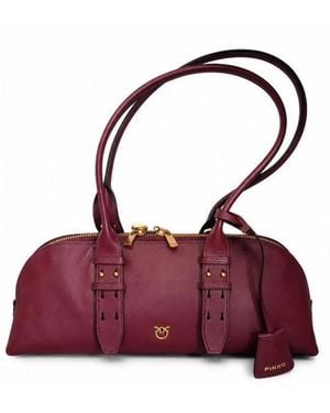 Pinko Tassen ,Rood ,Leer Bowling Bag - Paars