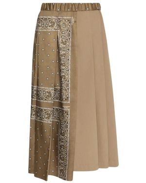 Weekend by Maxmara Rok Van Bedrukte Twill En Katoen Drill - Naturel