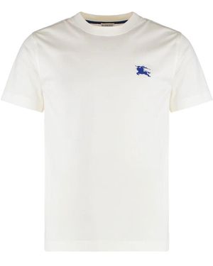 Burberry Geripptes Crew-Neck T-Shirt Aus Baumwolle - Weiß