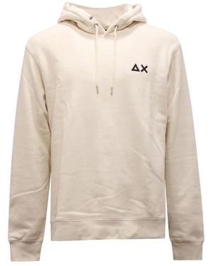 Sun 68 Hoodies & Sweatvesten ,Wit ,Katoen Hood Cotton Fl Sweatshirt - Naturel