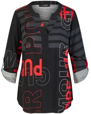 Doris Streich Blouse Met Korte Grafische Tekst - Zwart