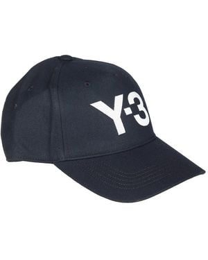 Y-3 Accessoires ,Zwart ,Katoen Logo Cap - Blauw