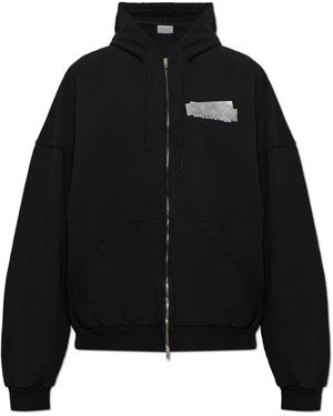 Balenciaga Zilver Tape Achterkant Grote Rits Hoodie - Zwart