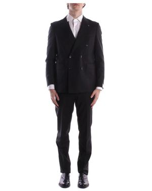 Tagliatore Double Breasted Suits - Black