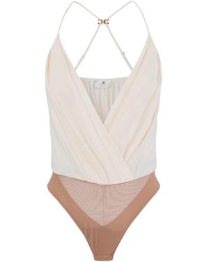 Elisabetta Franchi Tops ,Veelkleurig ,Tule Viscose Georgette Bodysuit - Wit
