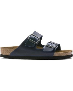 Birkenstock Blaue lederslider für männer