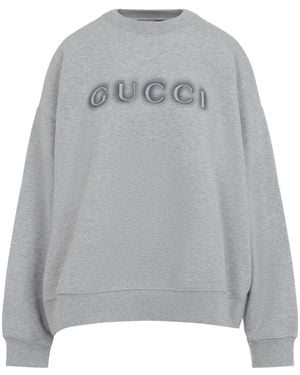 Gucci Grauer Baumwoll-Sweatshirt Mit Logoaufdruck