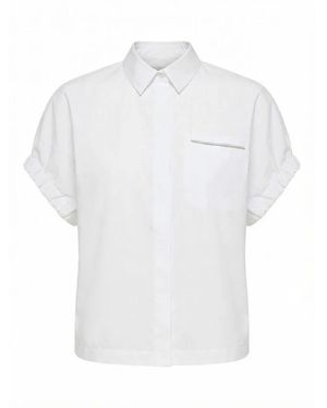 Peserico Overhemden ,Wit ,Kimono Shirt Met Korte Mouwen