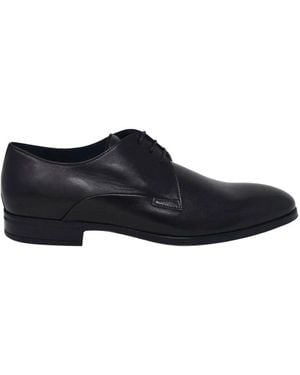 Calpierre Handgefertigte Schwarze Lederschnürschuhe - Blau