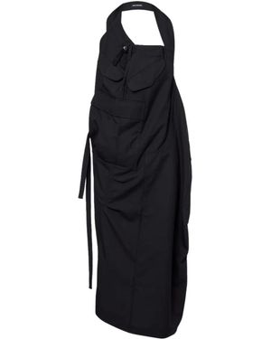 Junya Watanabe Kleedjes ,Zwart ,Polyester Pockets Asymmetric Dress