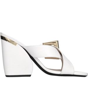 N°21 Heeled Mules - Blanco