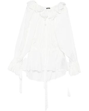 Ann Demeulemeester Witte Gerimpelde Jurk Lange Mouwen
