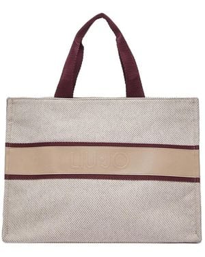 Liu Jo Tassen ,Wit ,Wol Logo Tote Bag - Grijs