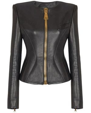 Balmain Leather Jackets - Zwart