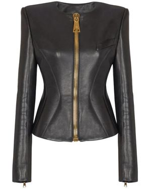 Balmain Leather Jackets - Zwart