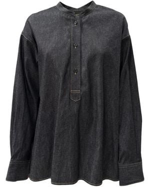 Lis Lareida Denim-bluse mit 3 knöpfen - Schwarz