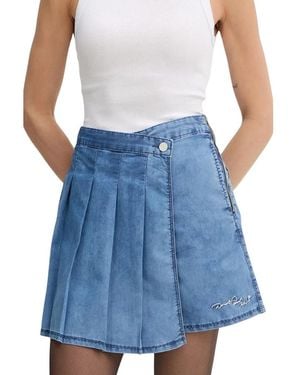 KARL LAGERFELD Plissé Denim Skort - Blauw