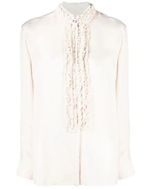 Jil Sander Overhemden ,Shirt Met Ruches En Lange Mouwen - Wit