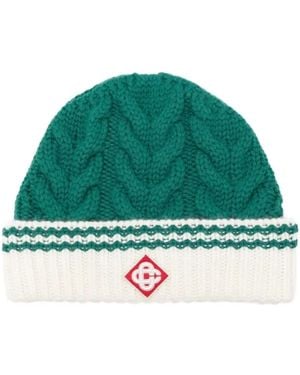 CASABLANCA Stilvolle Cable Stitch Beanie Mütze - Grün