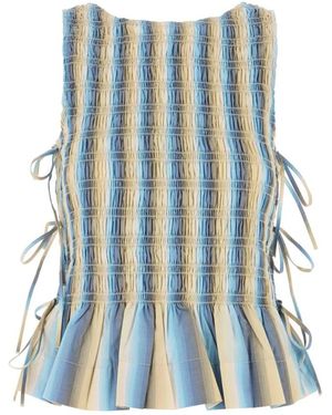 Ganni Sleeveless Tops - Blue