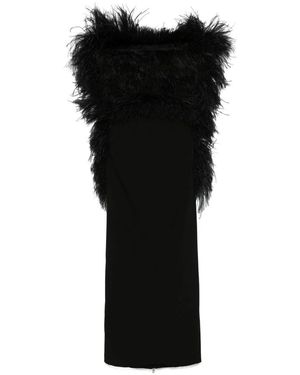 Sportmax Federbesetztes schwarzes kleid, quadratischer ausschnitt